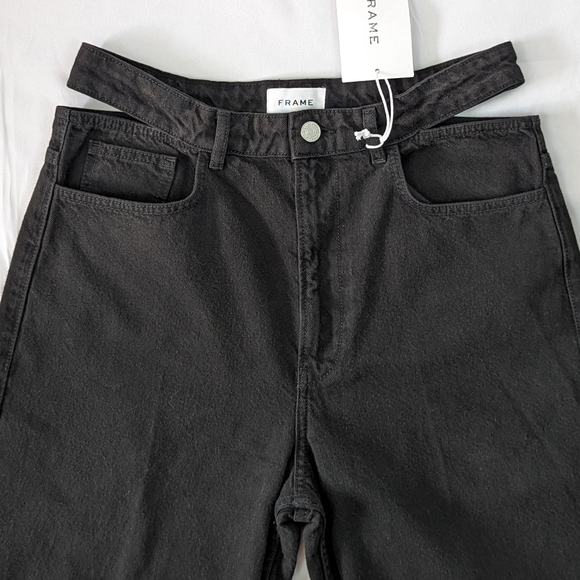 Frame Le High 'N' Tight Straight Cut Out High Rise Non Stretch Black 30 NWT - Picture 4 of 16